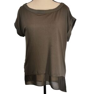 Banana Republic Bateau Neck Assymetrical Hem Mixed Media Blouse - Sz M